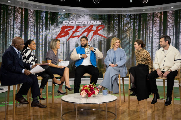 The "Today" Show anchors Al Roker, Sheinelle Jones, Dylan Dreyer with Elizabeth Banks and stars Keri Russell, OShea Jackson Jr. and Alden Ehrenreich on Wednesday, February 15, 2023 Photo by: Nathan Congleton/NBC via Getty Images
