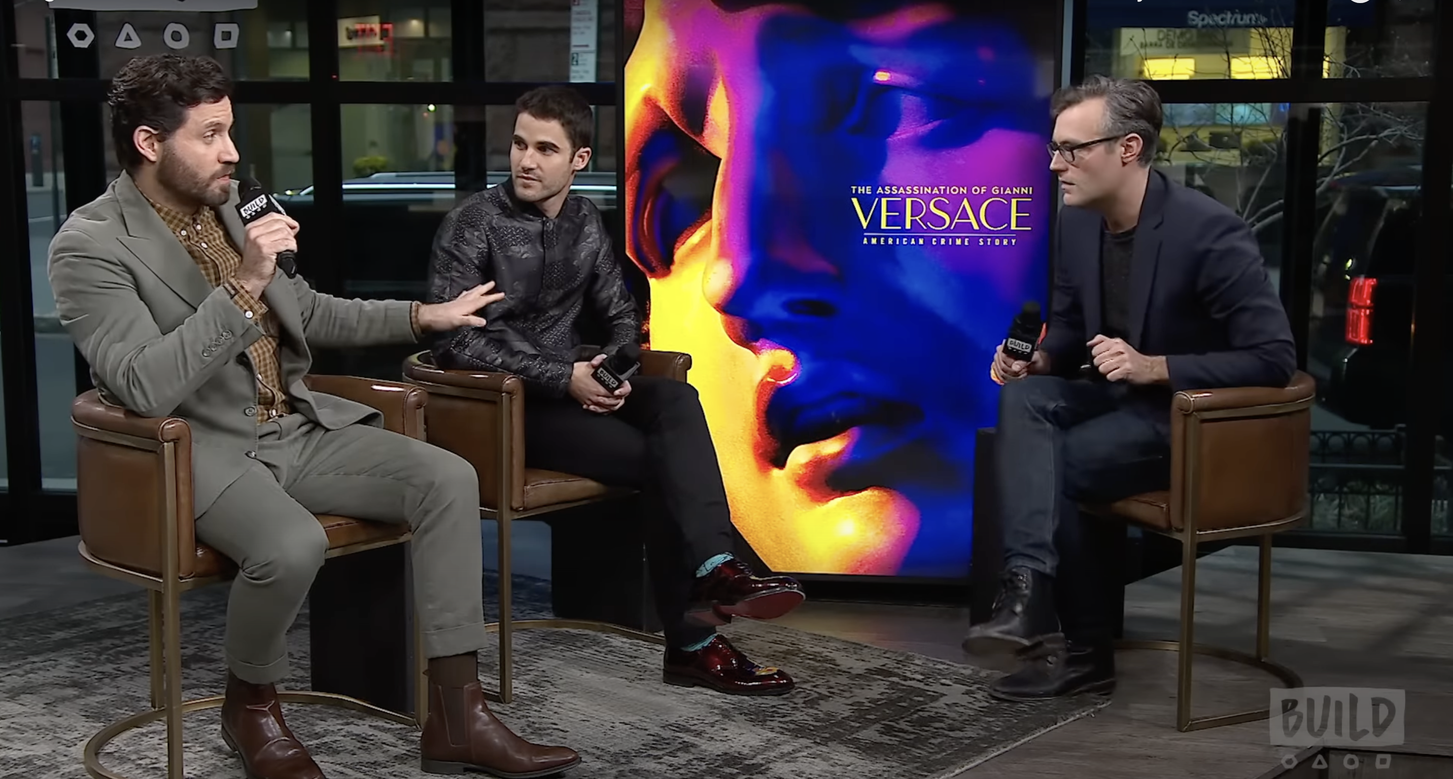 Edgar Ramirez & Darren Criss sit down with BUILD Series on "The Assassination of Gianni Versace: American Crime Story" Photo Credit: Build Series