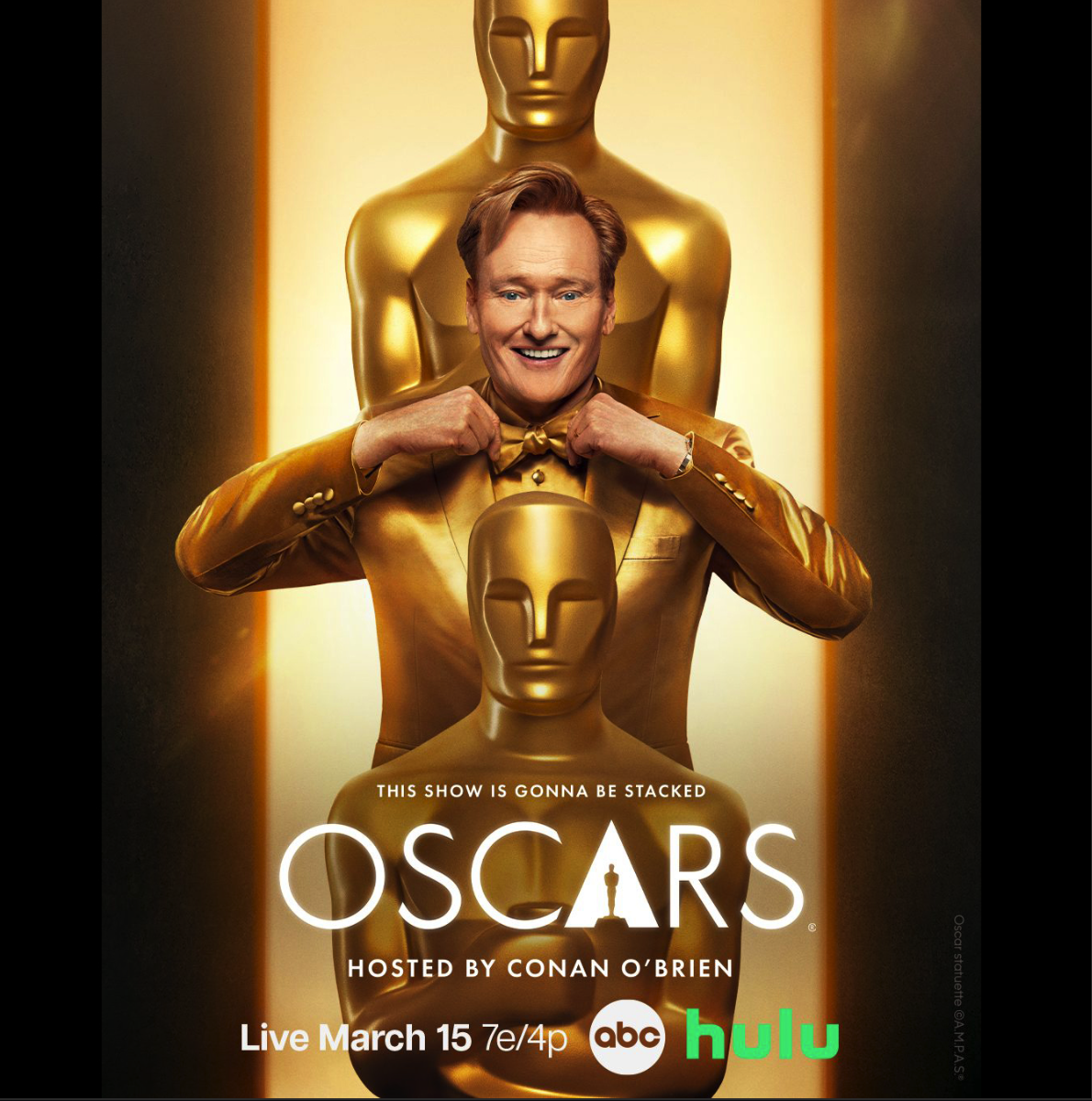 The 98th Academy Awards ceremony, presented by the Academy of Motion Picture Arts and Sciences (AMPAS), will take place on March 15, 2026, at the Dolby Theatre in Hollywood, Los Angeles, United States. During the gala, the AMPAS will present Academy Awards (commonly referred to as Oscars) in 24 categories, honoring films released in 2025. The ceremony will be televised in the United States by ABC and streamed on Hulu.[2] Comedian Conan O'Brien is set to host the show for the second consecutive time, after receiving acclaim for hosting the previous year, with Raj Kapoor and Katy Mullan returning as executive producers for the third consecutive year, and Hamish Hamilton returning as director.[a] In related events, the Academy held its 16th Governors Awards ceremony at the Ray Dolby Ballroom of the Ovation Hollywood complex in Hollywood on November 16, 2025.[8] The Academy Scientific and Technical Awards will be presented on April 28, 2026, in a ceremony at the Academy Museum of Motion Pictures in Los Angeles.[9] This year, Best Casting will be presented as a categorial debut, bringing the total number of competitive Oscar categories to 24.